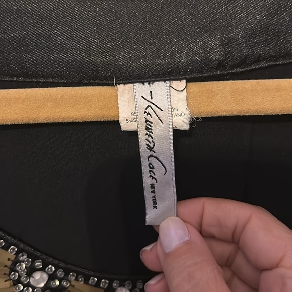 Kenneth Cole New York Black Beaded Brass Embellished Blouse / Top XL - Picture 6 of 8